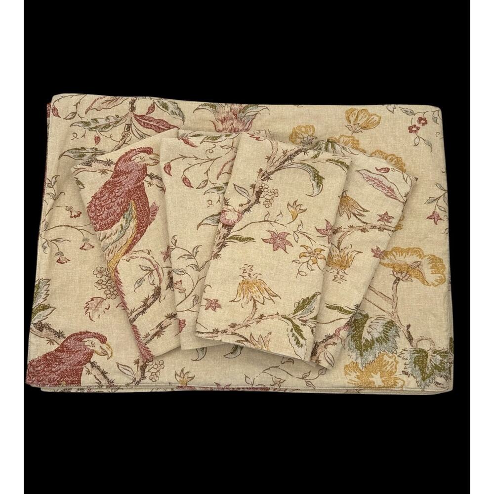 Pottery Barn Parrots Pineapples Floral 6 Placemats 4 Cloth Napkins Set Lot 10